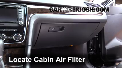 2015 Volkswagen Passat SEL Premium 3.6L V6 Filtre à air (intérieur) Changement